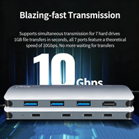 Hub USB-C 8-en-1 4K 60Hz en aluminium, prête à être expédiée, avec charge rapide PD 100W, multiport pour PS4, PC de jeu, moniteur et station d'accueil pour carte graphique