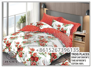 Nhà Máy Trực Tiếp Bán 3 Nơi Bông Tấm Ga Giường Đặt Châu Phi Ưa Thích Vua Kích Thước Bộ Đồ Giường Đặt 6*6 Flora Ensemble De draps - Product Image 4