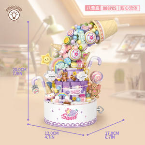 Lozzi haute qualité assembler fleur rotative boîte à musique en plastique bloc de construction brique jouet pour enfants - Product Image 6