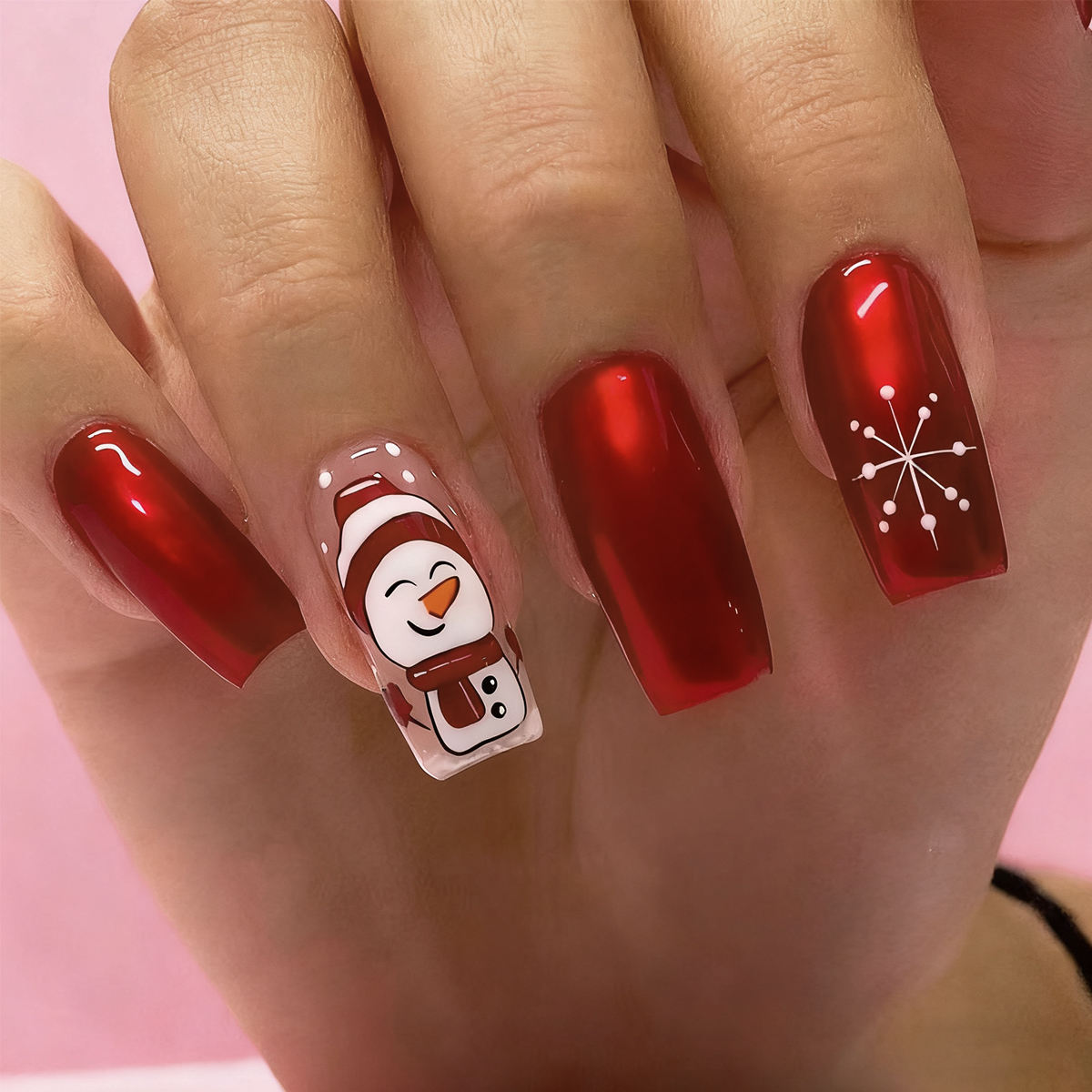 Christmas Halloween French False Nails Snowflake ABS AcrylicArtificial Fingernails Press on Nails 24pcs Wholesale