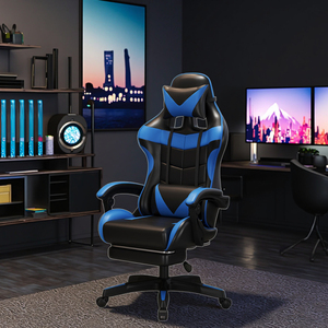 Home Office Gaming <strong>Chair</strong> With Reclining Lift Stainless Steel <strong>Computer</strong> <strong>Chair</strong> Upholstered In Leather - Product Image 4