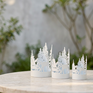 Últimos modelos en oferta: Portavelas votivas de metal con diseño navideño 2026 para decoración del hogar - Product Image 6