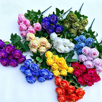 Neun-Zweige-Schneeberg-Rosenbündel: Kernrosen für Blumenarrangements, Indoor-Landschaftsgestaltung, Kunstblumen aus Kunststoff und Seide