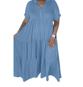Robes décontractées pour femmes pour l'été, grandes tailles <span class=keywords><strong>2XL</strong></span> à 5XL, élégantes et stylées pour les femmes rondes, <span class=keywords><strong>taille</strong></span> naturelle - Product Image 6