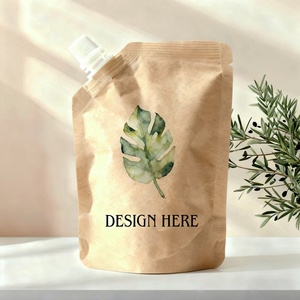 Bolsa con Boquilla de Papel Kraft Reciclable Impresa Personalizada, 50ml 500ml, Bolsa Vertical para Líquidos, Alimentos, Jugos, Salsas, Cosméticos, Champú, Recarga - Product Image 1