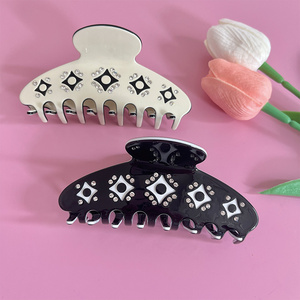 Qianjin venta al por mayor 2024 nuevo acetato personalizado Rhinestone pinza para el cabello mujeres occidentales accesorios de alta calidad - Product Image 1