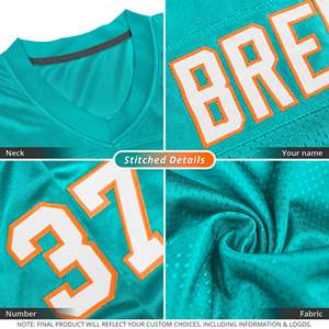 Maillot de football authentique en mesh de style classique Aqua Blanc-Orange personnalisé - Product Image 4