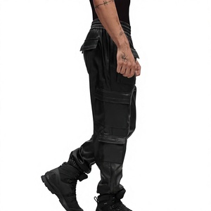 Pantalones Cargo Casuales de Cuero Ecológico para Hombre, Marca ELYSIAN INDUSTRIES, Cintura Elástica, Múltiples Bolsillos, Estilo Urbano, Transpirables - Product Image 3