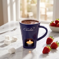 Mug à fondue au chocolat style rétro, en céramique de porcelaine double paroi, résistant à la chaleur, compatible lave-vaisselle et micro-ondes, avec poignée, pour Noël et la maison
