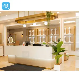 Custom Beauty Salon Interior Design Decoration Gold Stainless Steel Hair Extensions Shop Furniture Bespoke Wig Shop Design