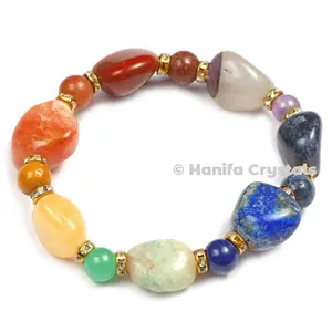 7 Chakra Tumbled Round Beads Bracelet High Quality Chakra Stones And Original Chakra Stones