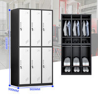 Armoire de rangement en acier pour salle de sport, avec serrure à combinaison, compartiments personnalisables, simple/6 portes, résistante à la rouille, écologique