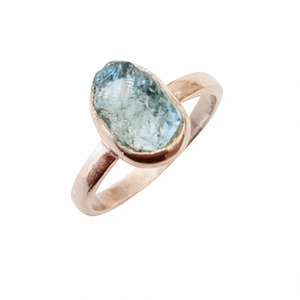Bague Jaura Jewels en argent sterling 925 avec aquamarine naturelle sertie clos, bijou fin fait main, tendance, style chrétien, antique - Product Image 1