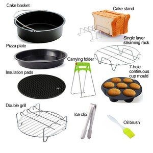 Set di 12 <span class=keywords><strong>Accessori</strong></span> <span class=keywords><strong>per</strong></span> <span class=keywords><strong>Friggitrice</strong></span> ad Aria: Teglia in Silicone, Griglia, Teglia <span class=keywords><strong>per</strong></span> Pizza <span class=keywords><strong>per</strong></span> Friggitrici ad Aria da 5L - 8L - Product Image 1