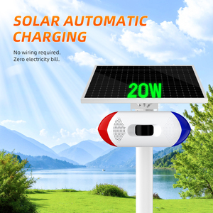 Painel Solar Voz Alarme 130dB Cão Barking Gunshot Com Luz Estroboscópica e Sensor Infravermelho <span class=keywords><strong>Detector</strong></span> <span class=keywords><strong>Outdoor</strong></span> Luz de Advertência OEM Voz - Product Image 4
