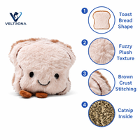 Jouet en peluche pour chat en forme de pain grillé avec herbe à chat, carré, doux, interactif, pour câliner et stimuler, accessoires pour chat, vente en gros
