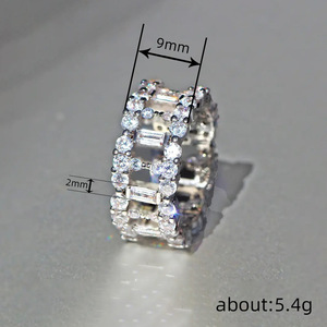 Diamond Band <b>Ring</b> Geometric Baguette Cut Platinum Women's Everyday Wear Jewelry - Product Image 4
