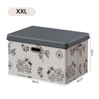 Boîte de rangement pliable 2 couches grande capacité pour vêtements, motif pivoine, 100 % polyester, avec couvercle, pour armoire domestique