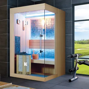 Wet steam sauna room wood sauna and steam bath combined room