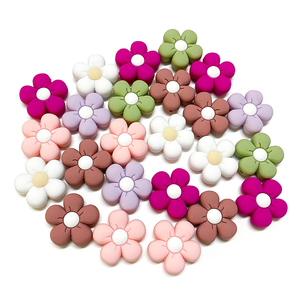 Attache-tétine en silicone de qualité alimentaire, motif floral, perles focales non toxiques, à mâcher, 10 couleurs, unisexe, certifiées EN71, vente en gros - Product Image 2