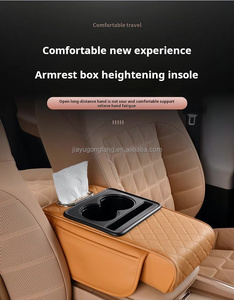 Hộp lưu trữ xe đa chức năng da trung tâm giao diện điều khiển điện thoại di động cốc Khăn ăn lưu trữ tay vịn hộp - Product Image 6