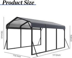 <span class=keywords><strong>Abri</strong></span> <span class=keywords><strong>de</strong></span> voiture métallique 10x15 pieds, <span class=keywords><strong>abri</strong></span> <span class=keywords><strong>de</strong></span> voiture robuste avec toit en métal ondulé, <span class=keywords><strong>abri</strong></span> <span class=keywords><strong>de</strong></span> voiture extérieur en métal galvanisé - Product Image 3
