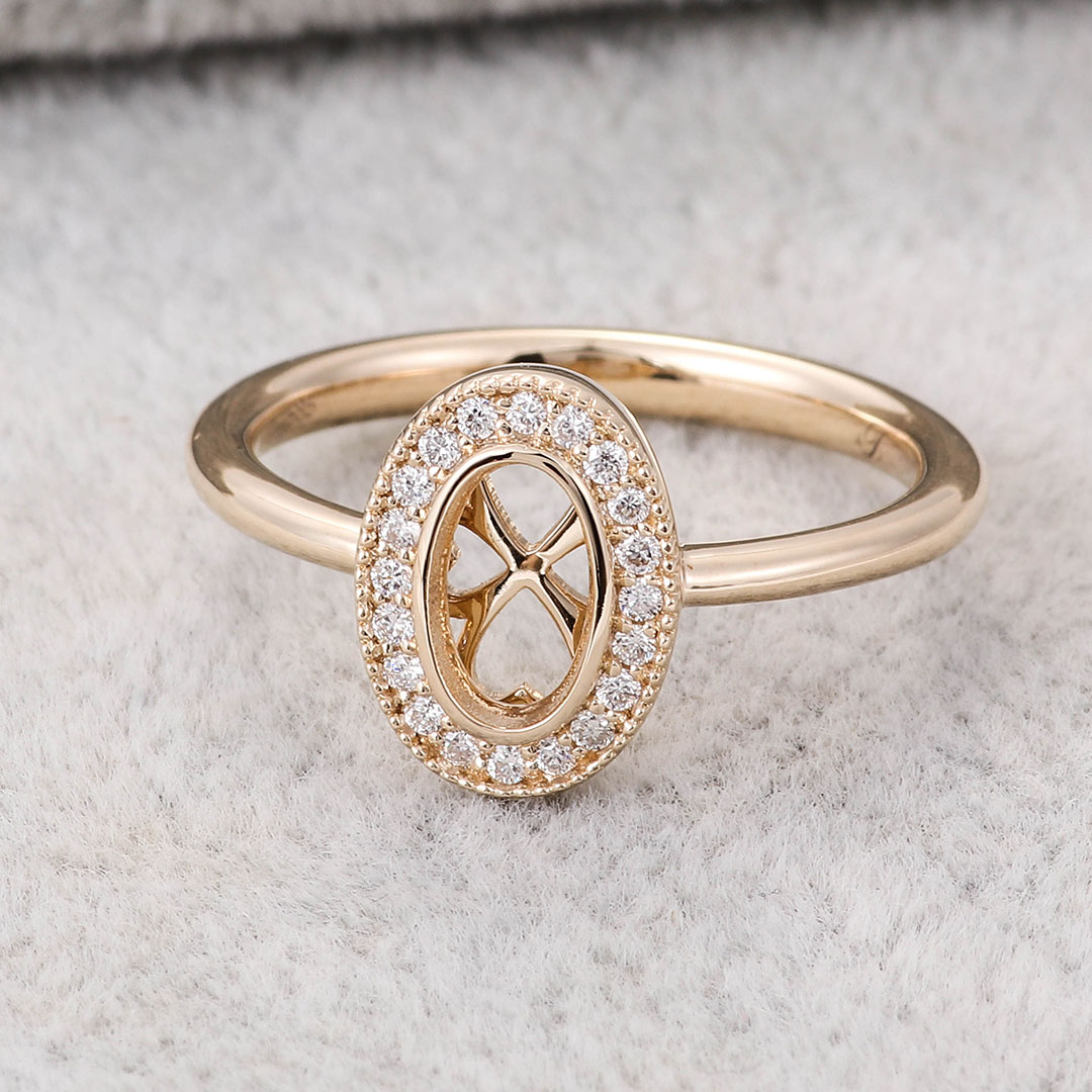 14K anello di diamanti da laboratorio in oro giallo