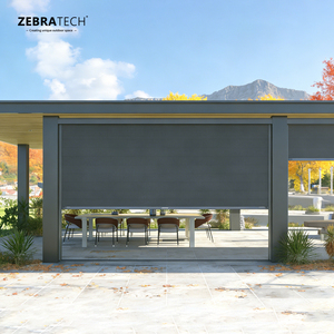 Persianas Enrollables Manuales de Tela <span class=keywords><strong>Horizontal</strong></span> para Exteriores, con Riel de Cremallera, para Pérgola, <span class=keywords><strong>Toldo</strong></span>, Resistentes al Viento, Impermeables, Protección Solar, para Bodas - Product Image 2