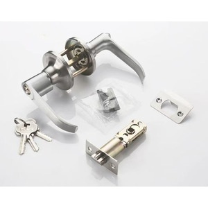 Ensembles de serrure de porte intérieure de toilette noire pour maison serrure à clés mécaniques en métal en aluminium pour porte en bois serrure de porte de salle de bain et poignée - Product Image 2