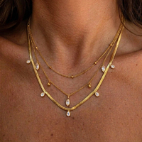 Colliers en acier inoxydable plaqué or avec zircon et perles, multi-styles, réglables, en forme de Y, superposés, bijoux de mode pour femmes