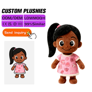 Poupée en peluche afro-américaine personnalisée, figurine en peluche noire, jouets en peluche personnalisés, poupée en peluche fille noire en gros - Product Image 3