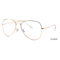 Gafas Clásicas de Acero Inoxidable con Lentes Transparentes, Montura de Doble Puente, Estilo Piloto, Montura Óptica