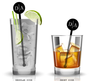 Étiquette nominative personnalisée en acrylique noir personnalisé Agitateurs de boissons de mariage Bâtonnets de cocktail Bâtonnets de cocktail initiaux - Product Image 3