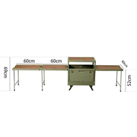 Boîte de rangement extérieure portable pliable, grande table de camping avec porte latérale ouvrante et bac de rangement et d'organisation