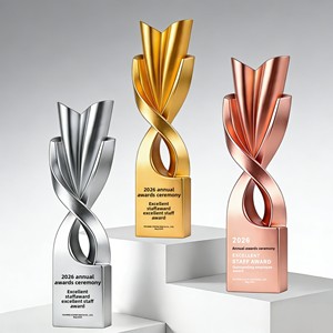 Nuovo Trofeo Placcato Oro 2026 Personalizzato di Alta Gamma con Confezione Regalo a Spirale Creativa per Riconoscimenti Aziendali e Dipendenti Eccezionali - Product Image 2