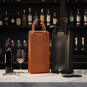 Sac de transport pour deux bouteilles de vin YY en cuir PU, sac fourre-tout portable pour whisky, pochette pour bouteilles de vin pour dégustation, idéal pour <span class=keywords><strong>les</strong></span> châteaux - Product Image 1
