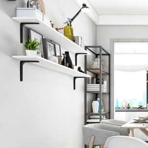 Wall Shelf Support <b>Bracket</b> Heavy Duty Cold Rolled Steel Rectangle Wall Mounted Living Room Storage Organizing Double Tier - Product Image 1