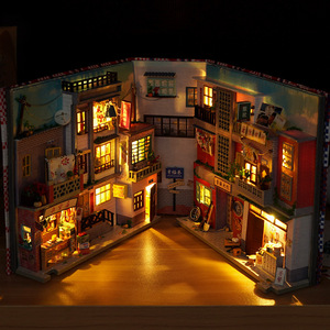 Kit de bricolage transfrontalier en bois à assembler en 3D, modèle de maison de type chalet, support de livre, jouet anti-stress pour garçons et filles de 14 ans et plus, Saint-Valentin - Product Image 1