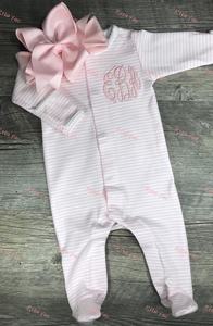 Conjunto <span class=keywords><strong>de</strong></span> <span class=keywords><strong>ropa</strong></span> para bebé recién nacido al por mayor, mameluco pequeño <span class=keywords><strong>de</strong></span> algodón a rayas rosa, manta bordada para niña pequeña, <span class=keywords><strong>ropa</strong></span> <span class=keywords><strong>de</strong></span> regreso a casa 2025 - Product Image 4