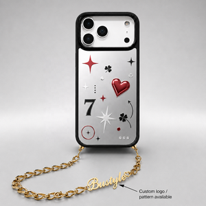 Custodia per telefono personalizzata con logo divertente, lussuosa, a specchio, protettiva, morbida, con specchietto per il trucco e catenella da polso per iPhone 18 17 16 15 Pro Max - Product Image 3