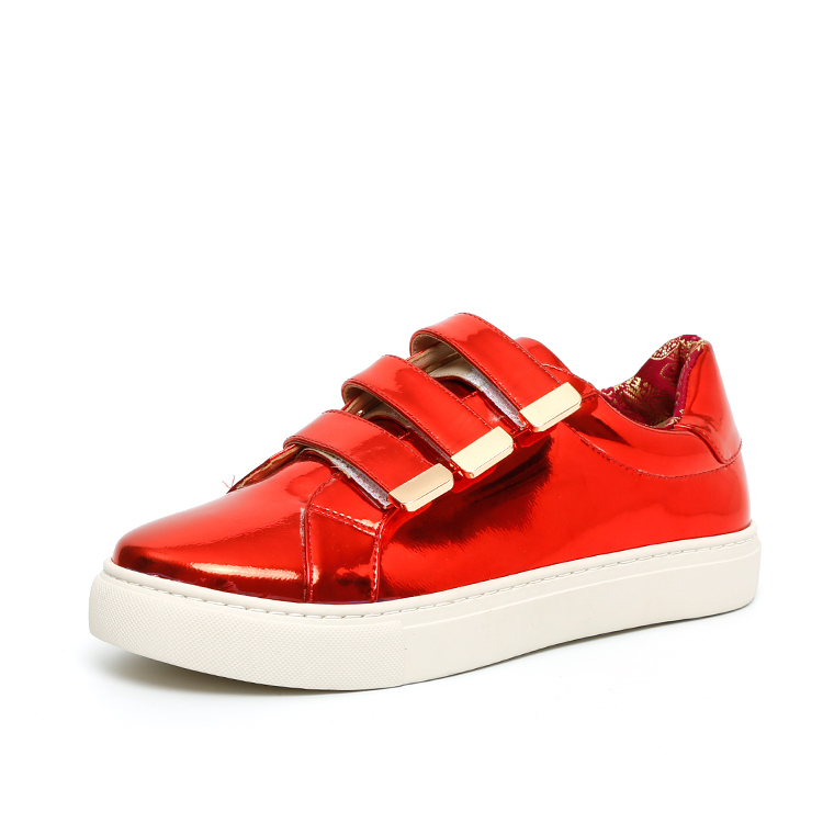Designers Brand Luxury Custom Metallic Leather Fashion Ladies Sneaker Breathable Lace-Up Board Shoes for Autumn Sport Footwear