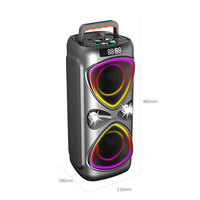 Sistem PA Nirkabel Karaoke Outdoor 12 Inch, Speaker Camping dengan Lampu LED RGB Isi Ulang, Kabinet Plastik