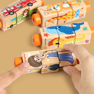 Puzzle rotanti in legno per bambini da 5 a 7 anni giocattoli per il trasporto di animali - Product Image 3