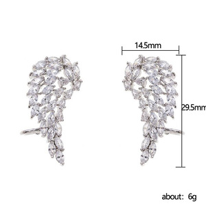 Pendientes con clip de circonita con forma de ala de ángel para mujer, joyería elegante para las orejas - Product Image 5