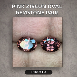 Paire de pierres précieuses en zircon rose naturel, taille brillant rond facetté, avec jeu de couleurs, pour la fabrication de bijoux, certifiées par une tierce partie - Product Image 2