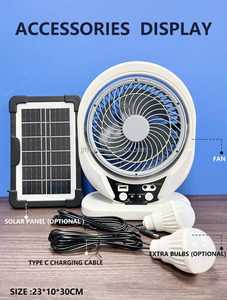 Customize Logo 8 Inch High Efficient <b>Solar</b> Rechargeable Fan Wholesale Mini Ventilateur 607 Function Fan <b>Lighting</b> <b>System</b> Night-li - Product Image 3