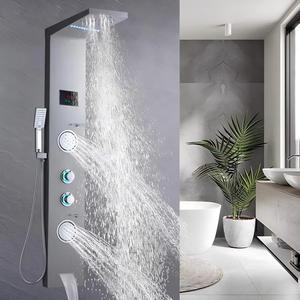 Colonne de douche murale en acier inoxydable avec jets de massage et cascade pour salle de bain - Product Image 5