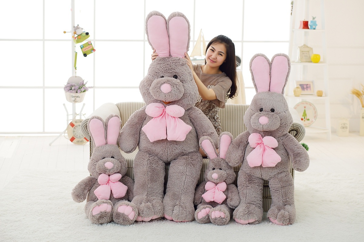 best price stuffed bunny plush doll soft cute bow tie rabbit soft plush toy sleep companion gift for kids