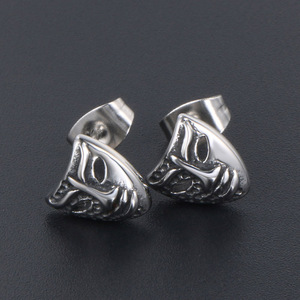 Fashionable Retro Mask <b>Stud</b> Earrings <b>Titanium</b> Steel For Men And Women CF089 - Product Image 2