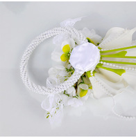 Buket Pengantin Calla Lily Bulat Berbahan Poliuretan Mutiara Buatan, Bunga Pernikahan Genggam Bertingkat, untuk Hari Valentine